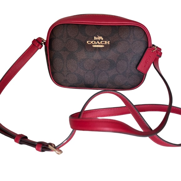 Coach Jes Crossbody in Signature Canvas with Red Leather Trim - Picture 1 of 1